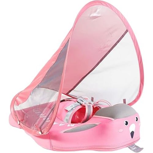 Baby Floats for Pool with Canopy Removable Sun Protection Canopy Mambobaby Float Non Inflatable Upgrade Add Tail Avoid Flip Waterproof Skin-Friendly Infant Swim Float 3-24 Months