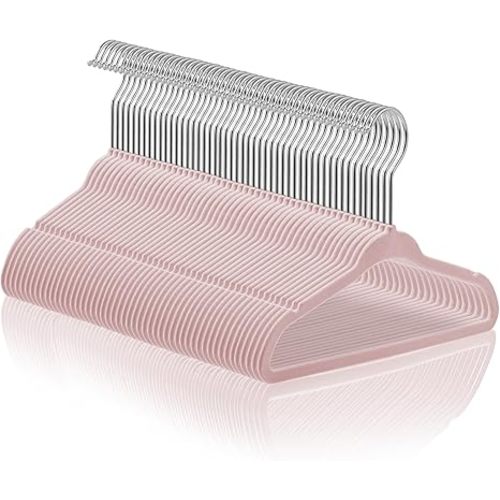 Casafield 50 Velvet Baby Hangers - 11" Size for Infant & Toddler Clothes - Light Pink