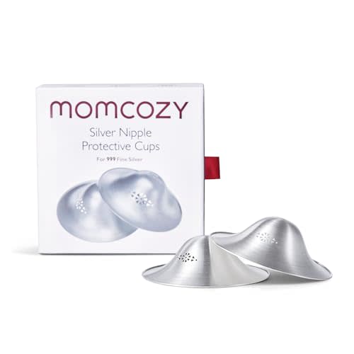 Momcozy 999 Silver Nursing Cups Original Perforated Breathable Design, 999 Silver Nipple Cover for Breastfeeding Essential, Silver Nipple Shield for Nursing Newborn, Metal Nipple Shields, Regular Size