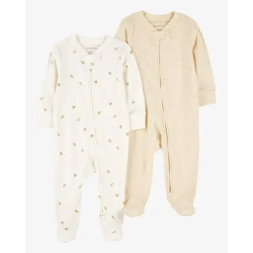 Baby 2-Pack Striped Duck Print Cotton Pajamas (NB)