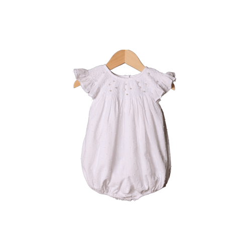 Smocked Heirloom White Swiss Dot Pearl Bubble