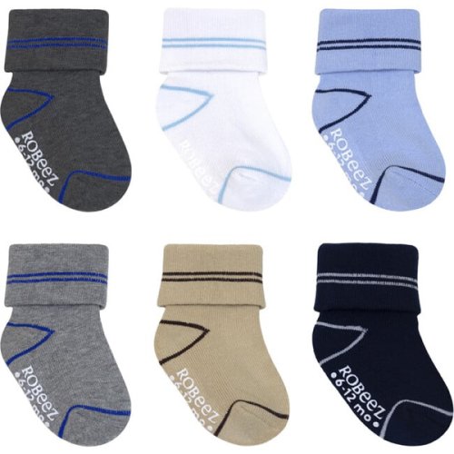 Liam Stripes Turncuff Sock, Assorted (6 Pack) - Robeez | Maisonette