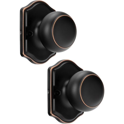 goldenwarm Oil Rubbed Bronze No-Function Dummy Door Knobs,Single-Side Door Knob Handles for Closet & French Doors, No-Turning Pull/Handle Function 2 Pieces