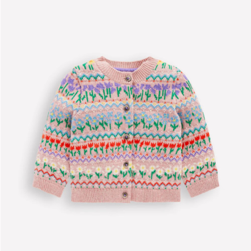 Edie Fair Isle Cardigan-Bubblegum Pink Flowers | Boden USA