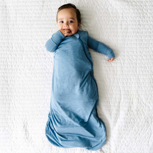 Little Sleepies Heather Blue Sleepy Bag, 0-6M, Seasonless 1.0 tog