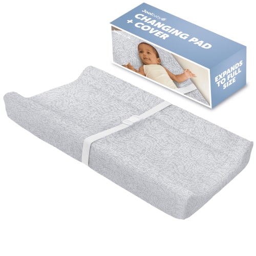 Jool Baby Soft Changing Pad + Washable Cover, Non-Slip - Fits Standard Changing Tables & Dressers (Wave Pattern, Gray)