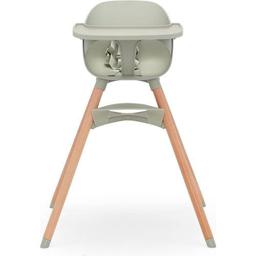 Lalo The Chair Convertible 3-in-1 High Chair - Wooden High Chair for Babies & Toddlers, Baby High Chair with Dishwasher Safe Tray, Adjustable Footrest, Sage