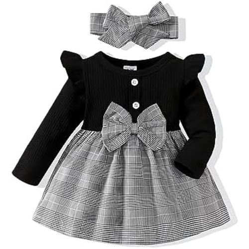 Baby Girl Clothes Infant Dresses Newborn Fall Winter Outfits Plaid Dress Cute Birthday Princess Dresses for Girls