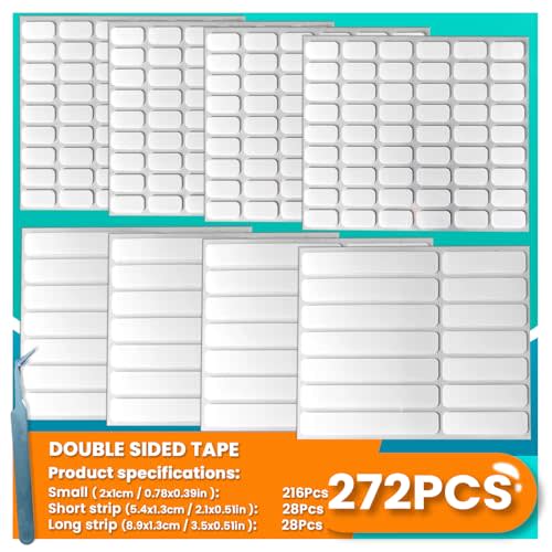Tikfoam Double Sided Tape Heavy Duty, Mounting Dots Adhesive Removable, Multipurpose Tape for Picture, Poster, Art Craft, Decoration, Party Supplies 272Pcs
