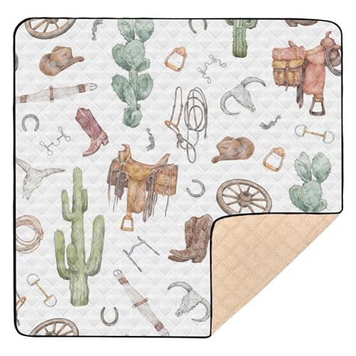 Western Style Soft Padded Baby Playmat for Floor Portable Activity Entertainment Mat for Baby Toddler Infant, 50'' x 50''