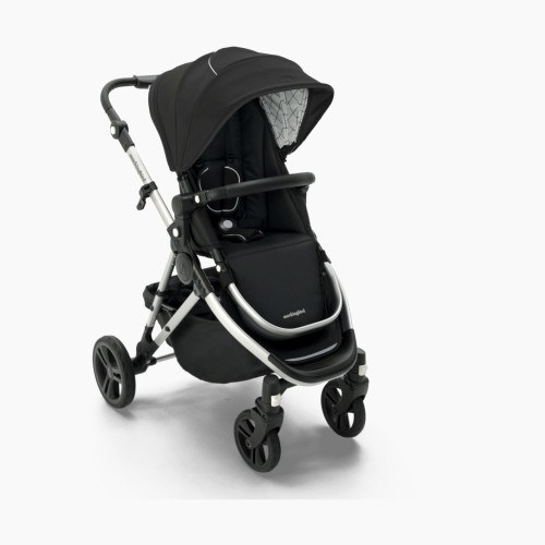 Mockingbird Single Stroller 2.0 - Black/Windowpane Canopy With Black Leather