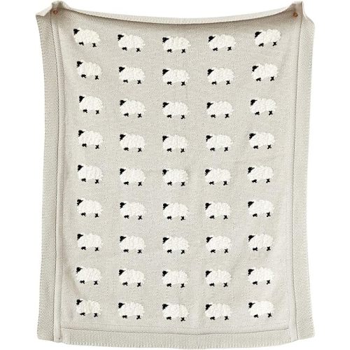 Amazon.com: Creative Co-Op Grey Cotton Knit Sheep Blanket