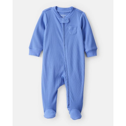 Carters 100% Cotton 2-Way Zip Footie (1 Pack) - Size 3M, Blue