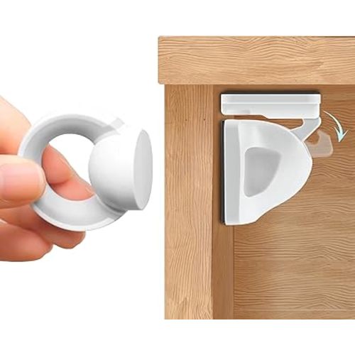 Booboo® Magnetic Child Safety Cupboard Locks for Children x10 Locks + x1 Key, Baby Proofing for Kitchen, Cabinets and Drawers, 30 Second Install No Drilling 3M Adhesive (10 Pack)