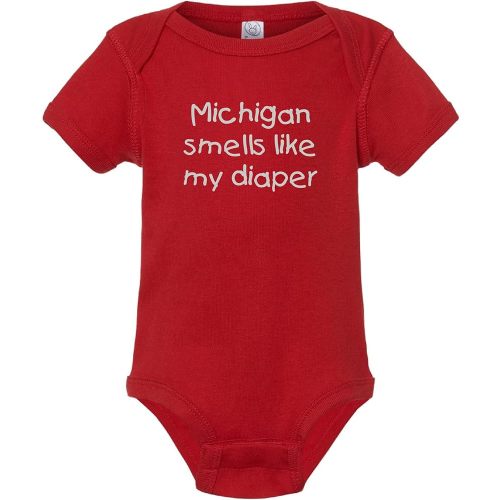 Campus Originals Ohio State Buckeyes Baby Infant Shower Birthday Gift Michigan Smells Like My Diaper Funny Bodysuit