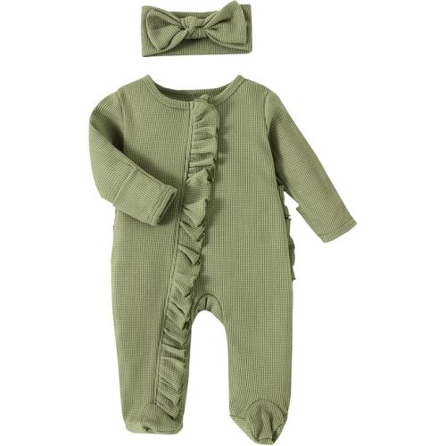 Newborn Baby Boy Girl Footie Romper Jumpsuit Zipper Solid Sleep Play Pajamas One Piece Romper Jumpsuit Playsuit