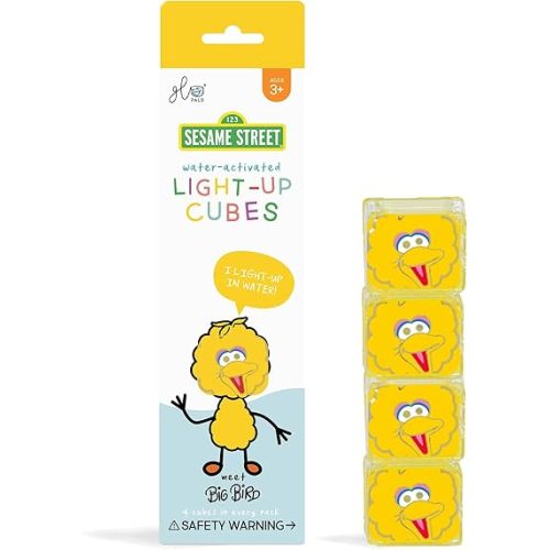 Glo Pals x Sesame Street Water-Activated Light-Up Cubes for Sensory Play (Big Bird - Cubes Only)