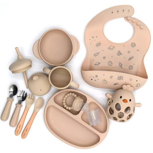 Littlest Flavors Silicone Baby Feeding Set BPA Free Baby Silicone Feeding Set with Spoon Bowl Cup and Plate Ideal for Baby Led Weaning Non-Toxic Durable Easy to Clean Baby Feeding Set