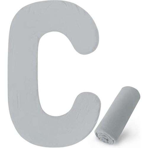 C Shaped Pregnancy Pillow Cover, Full Body Pillowcase for Maternity Pillow, Super Soft Fabric, Universal Fit, Grey