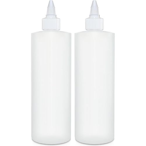 BRIGHTFROM Condiment Squeeze Bottles, 16 OZ Empty Squirt Bottle with Twist Top Cap, Leak Proof - Great for Ketchup, Mustard, Syrup, Sauces, Dressing, Oil, Arts and Crafts, BPA FREE Plastic - 2 PACK