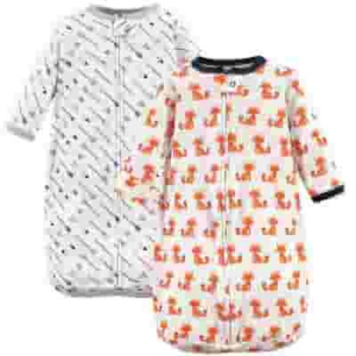 Hudson Baby Infant Boy Cotton Long-Sleeve Wearable Sleeping Bag, Sack, Blanket, Foxes, 0-3 Months