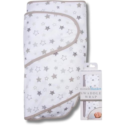 Miracle Blanket Swaddle Wrap – Help Your Newborn Sleep Longer – Soft & Secure Sleep Sack for Infants – Easy-to-Use Swaddling Blanket for a Calm Baby(Gray Stars)