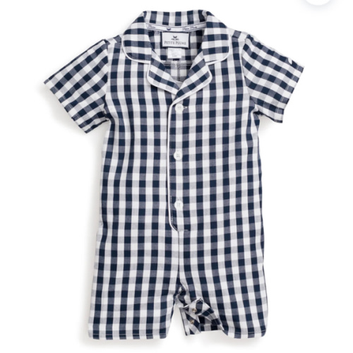Baby's Twill Summer Romper in Navy Gingham