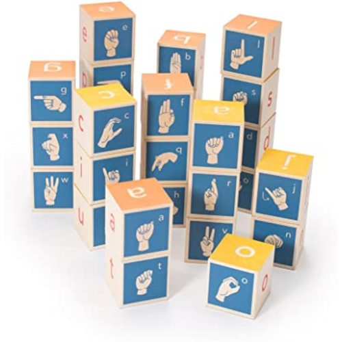Uncle Goose American Sign Language Learning Blocks - 28 Piece Set, Ages 2+