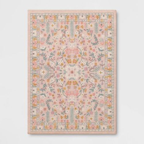 5'x7' Floral Kids' Rug Pink - Pillowfort™