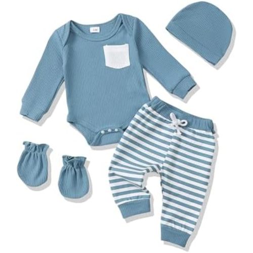 Renotemy Newborn Baby Boy Clothes Outfits Infant Boy Letter Print Romper Pants Clothing Set