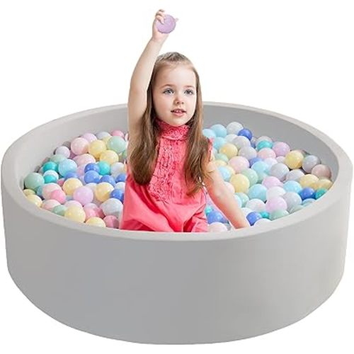 Ball Pit for Toddlers 35.43''x11.81 Baby Ball Pit Soft Memory Foam Ball Pit Round Kids Ball Pit Indoor and Outdoor Game Kids Play Ball Pool Ideal Gift for Girls and Boys (Grey, NO Balls)