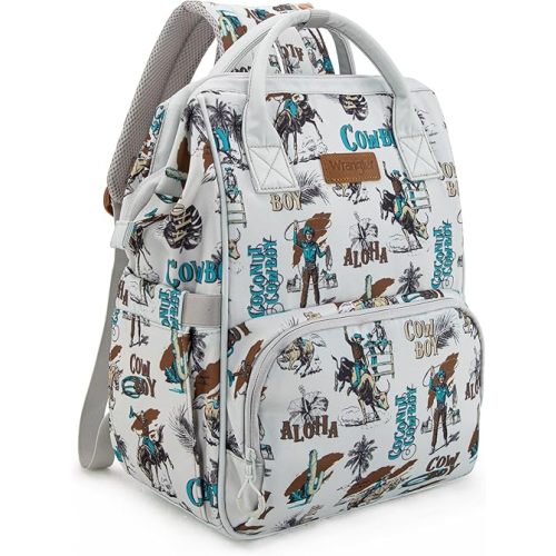 Montana West Wrangler Callie Diaper Bag Backpack with Stroller Straps Western Pattern Multifunction Baby Travel Bag WG2204-91102BG