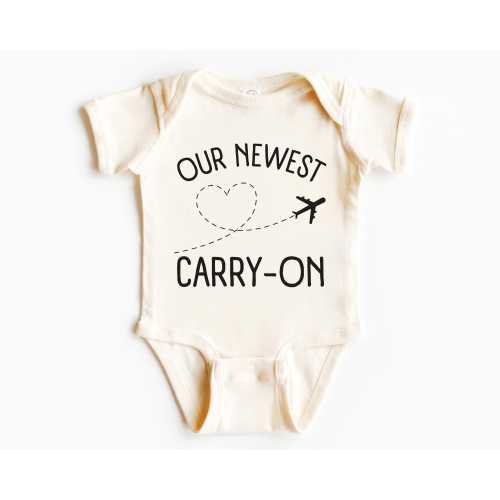 Our Newest Carry-On Infant Bodysuit | Travel, Airplane Theme Pregnancy Announcement | Future Traveler, Baby’s First Flight | Gift, Boy, Girl