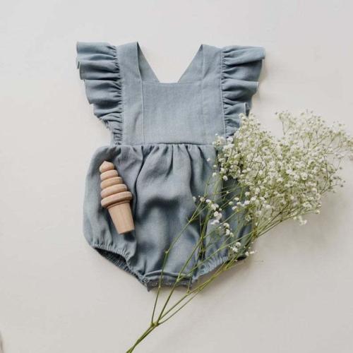 Linen Ruffle Romper - Shop Online at Belle Baby | Belle Baby