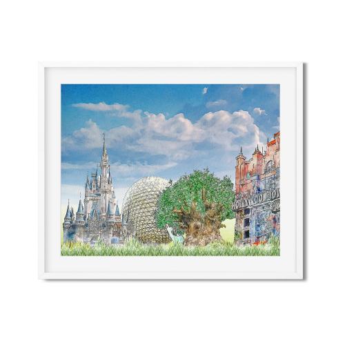 Walt Disney World: Soft Watercolor Effect Print of Disney World Park Symbols - Great for Disney Fans! Disney Poster - 2 versions available!