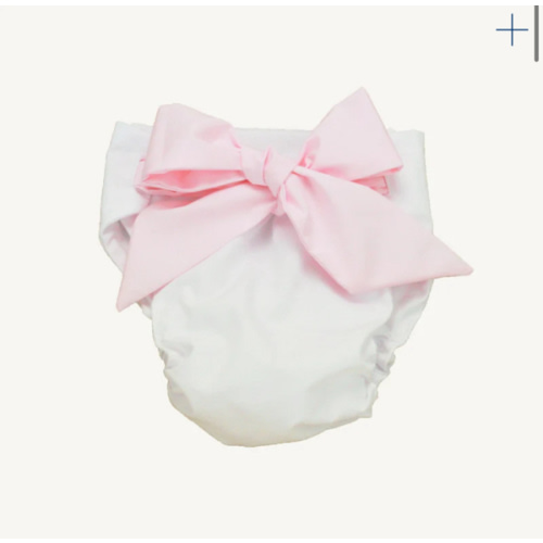 Baby Bow Bottom Bloomer - Worth Avenue White with Palm Beach Pink