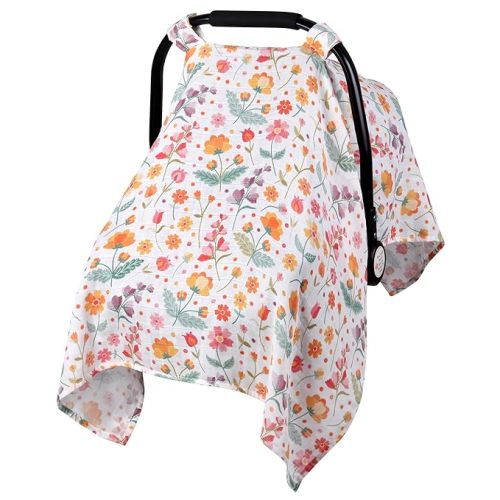 Metplus Muslin Carseat Cover for Babies,Breathable Infant Carseat Cover Lightweight Baby Carrier Cover for Girls Boys, Fit Spring Summer/Hot Days/Warm Weather