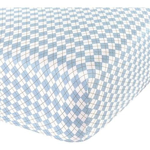 Abstract Baby Argyle Print Fitted Crib Sheet (28" x 52", Blue)