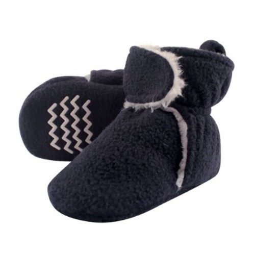 Hudson Baby Infant and Toddler Boy Cozy Fleece and Faux Shearling Booties, Navy, Size: 0-6 months