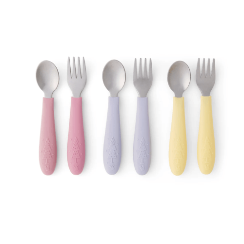 Babies/Toddler Stainless Steel Spoons + Forks with Silicone Handle
