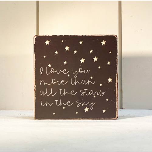 Love More Decor, I Love You more than all the stars in the Sky, Love You More Decor, Star Outdoor Decor, Tier Tray Decor, Star Block Sign