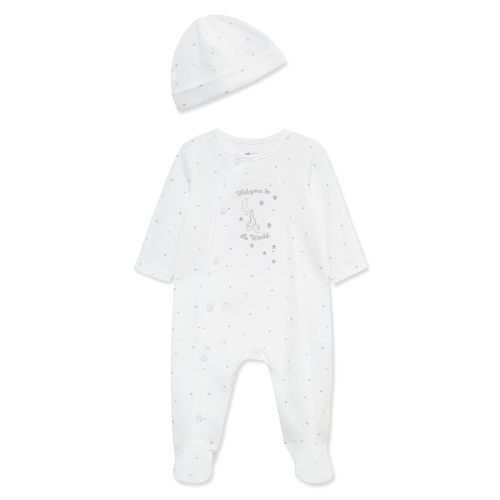 Little Me Clothes for Baby Unisex Gender Neutral Sleeper and Cap Set, 100% Cotton Scratch-Free Tag, Preemie to 9 Months