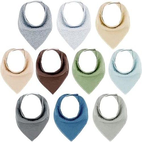 Cherub Baby Bandana Drool Bibs for Baby Boy, 10 Pack Organic Cotton Bibs for Boys, Absorbent Baby Bibs for Drooling and Teething 0-36 Months