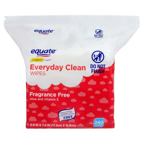 Equate Baby Everyday Clean Wipes, Fragrance Free, 240 Wipes, Compare to Huggies Wipes