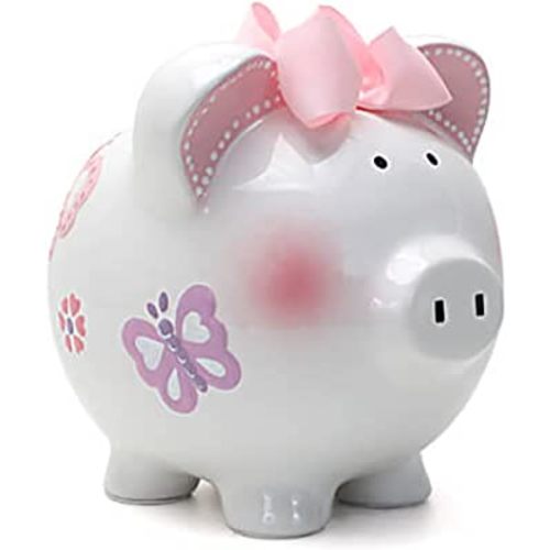 Child to Cherish Ceramic Piggy Bank for Girls, Butterfly