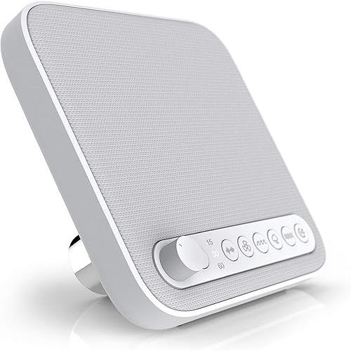 Pure Enrichment Wave Premium Sleep Sound Machine with USB Charger - Seamless Looping with 6 Soothing All-Natural Sounds, & Auto-Off Timer - Easily Portable for Travel (White) Patented Design