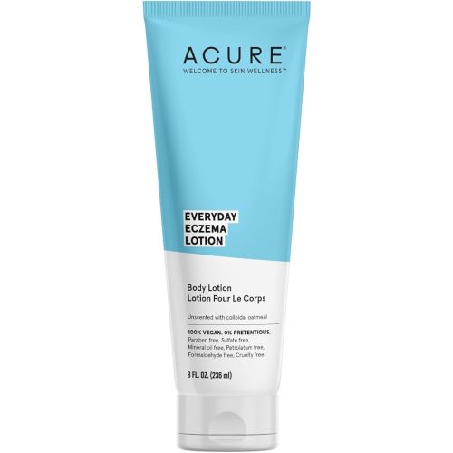 Acure Everyday Eczema Lotion - Daily Skin Protectant with 2% Colloidal Oatmeal for Sensitive, Easily Irritated Skin & Cocoa Butter for Moisturizing Dry Chapped Skin - 100% Vegan - Unscented, 8 Fl Oz