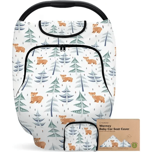 Car Seat Cover for Babies - Baby Car Seat Canopy for Spring, Autumn, Winter - Universal Stretch Fit Car Seat Cover for Babies, Boys, Girls - Breastfeeding Nursing Cover -Infant Carseat Cover (Wintry)