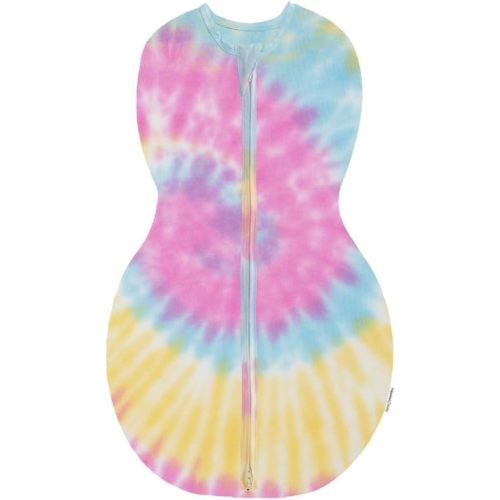 Happiest Baby Sleepea 5-Second Swaddle - 100% Organic Cotton Baby Swaddle Blanket - Doctor Designed Promotes Healthy Hip Development (Tie Dye Rainbow, Small)