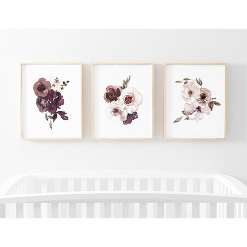 Demi's Dusty Purple Floral Bundled Digital Nursery Wall Art